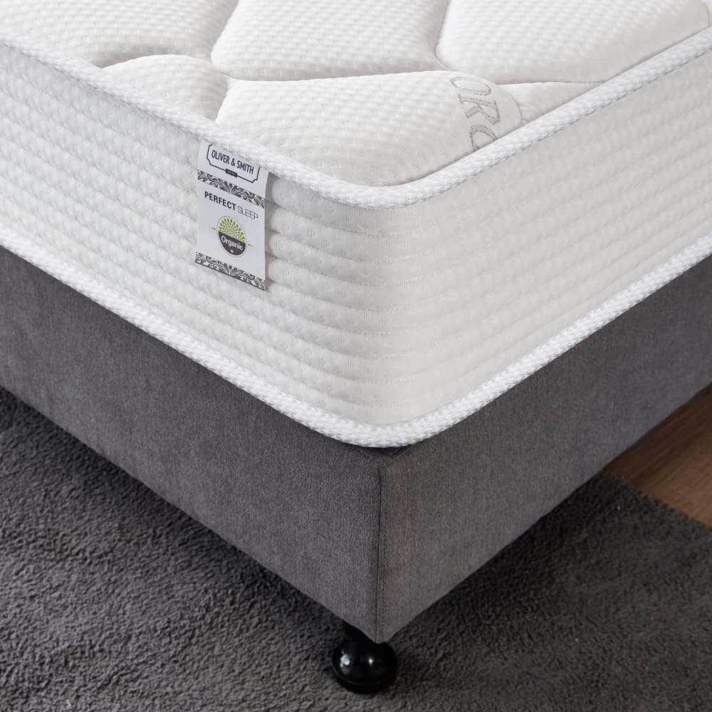 California King Mattress 10 Inches White - Medium Firm Pocket Coil Hybrid Mattress Tight Top High Density Foam