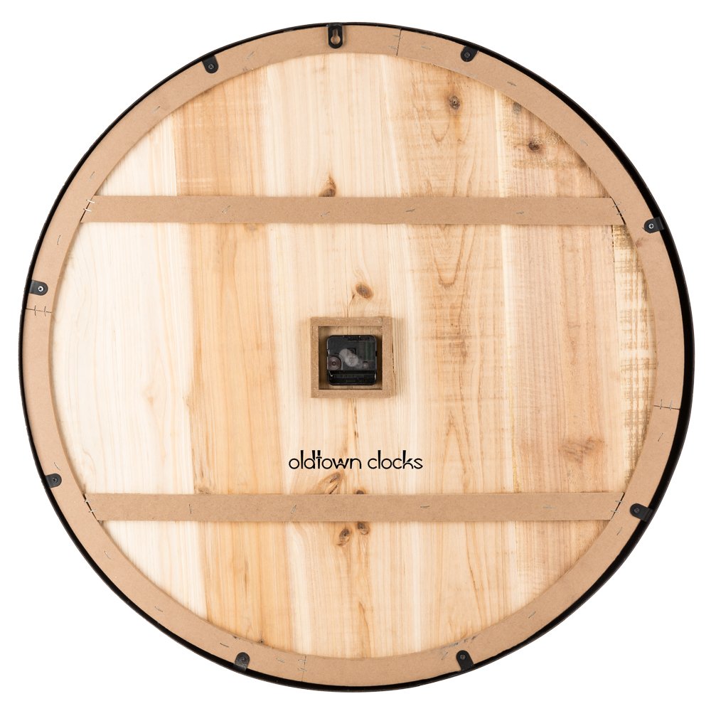 Farmhouse Metal & Solid Wood Noiseless Wall Clock (Wood, 36-inch)