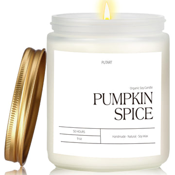 Pumpkin Spice Fall Candle Scented, 9oz Non Toxic Soy Candle