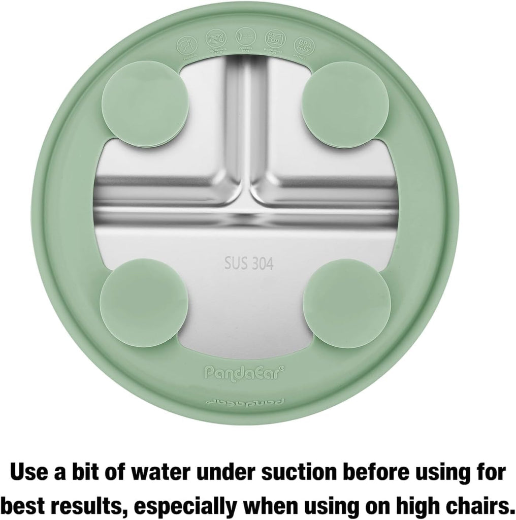 3 Pack Stainless Steel Baby Suction Plates With Lids