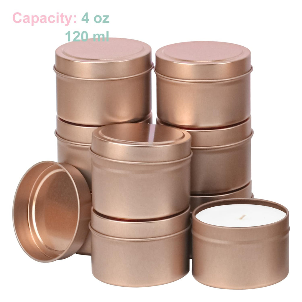 48 Pack 4 oz Rose Gold Tins with Lids, Candle Containers, Empty Candle Jars Bulk, Candle Jars for Making Candles