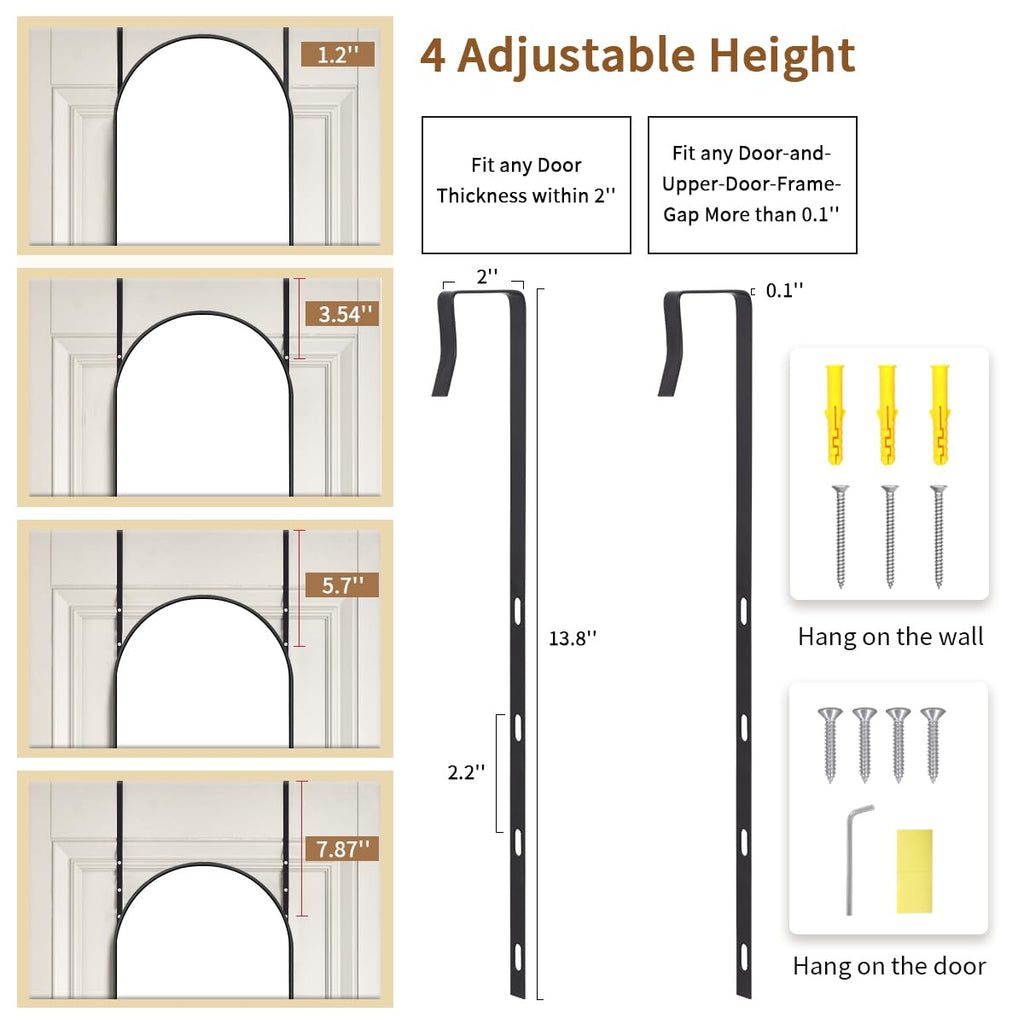 Door Mirror, Over The Door Arched Full Length Mirror, 48"x14" Hanging Mirrors, Black