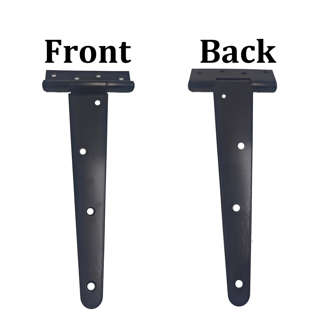 2PCS 12" Heavy Duty T-Strap Hinges, Black Rustic Iron Hinge, Rustproof Gate Tee Hinges for Outdoor Sheds, Barn Doors
