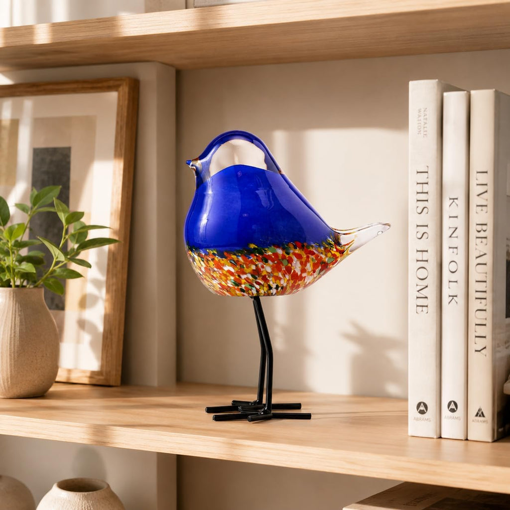 Glass Bird Figurine Ironleg Hand Blown Art Home Decor Gift