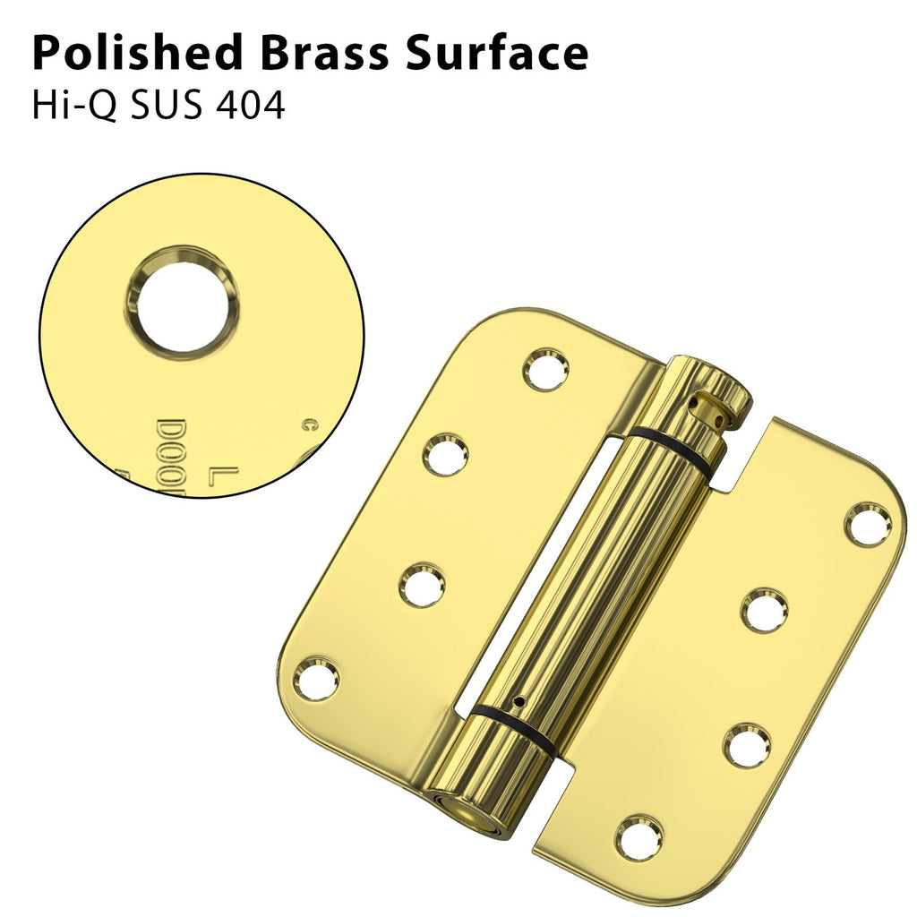 3 Pack Self Closing Door Hinges 4 Inch Brass 5/8" Radius Corners