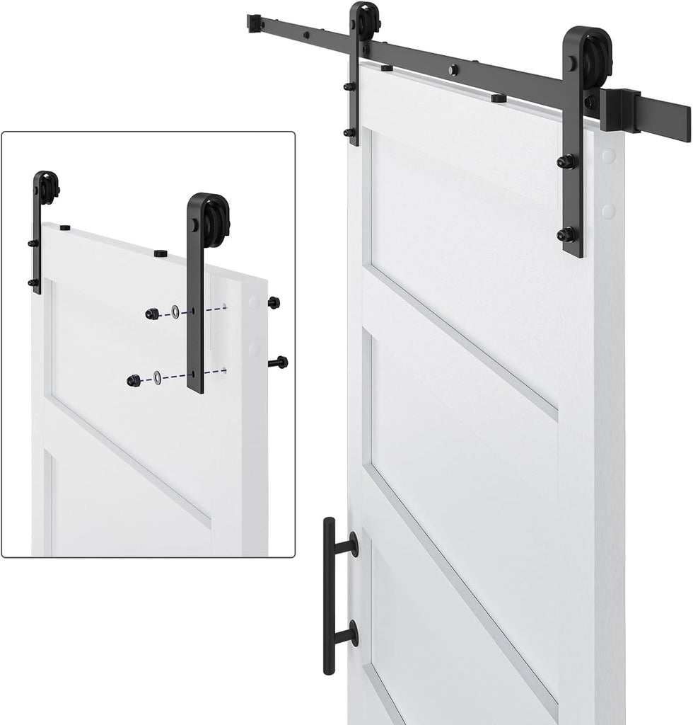 36in x 84in Sliding Barn Door with 6.6ft Barn Door Hardware Kit & Handle, Pre-Drilled Holes Easy Ass