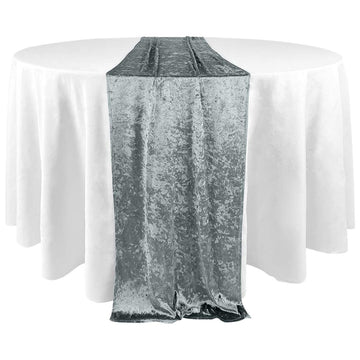 Velvet Tablecloth - Extra Long 19 x 120-Inch Farmhouse Table Runner, Velvet Linen (Gray)
