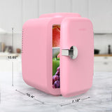 Mini Fridge, 4 Liter/6 Can Portable Cooler and Warmer Personal Refrigerator for Skin Care, Cosmetics, Beverage