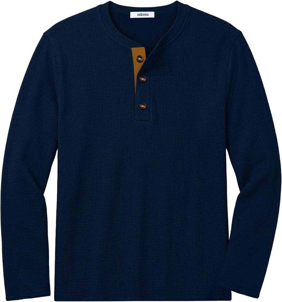 Boy's Henley Shirts Long Sleeve Thermal Waffle T-Shirt