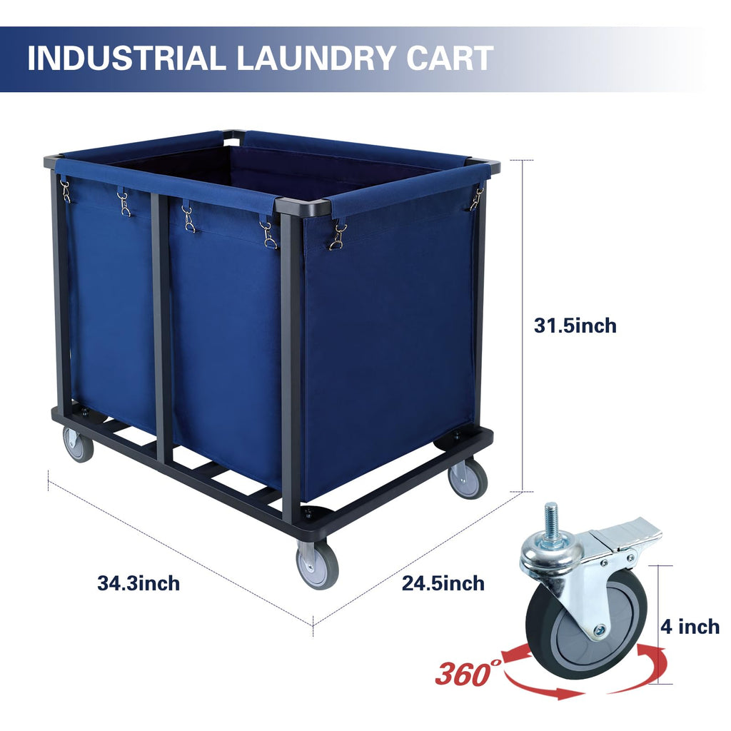 Commercial Laundry Cart with Wheels,400L Blue