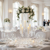 4PCS 5 Arm Candelabra,Clear Centerpiece for Table,Acrylic Centerpiece Stand,Acrylic Candle Holdertmas