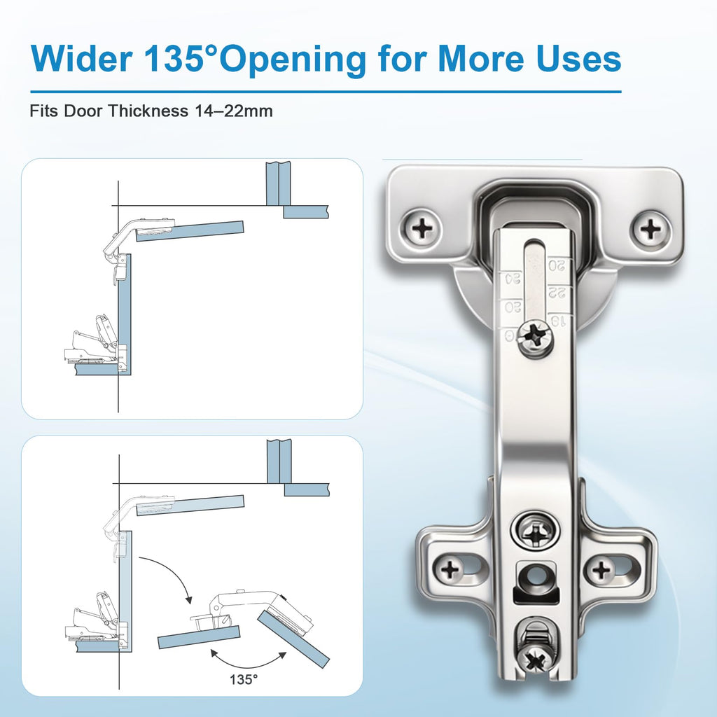 135° Lazy Susan Hinges for Cabinets, Corner Cabinet Hinges 2 Pairs