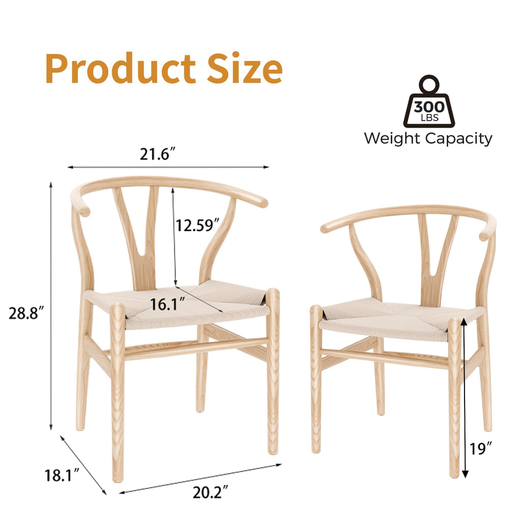 Wishbone Chair, Solid Ash Wood Dining Chair (Natural)
