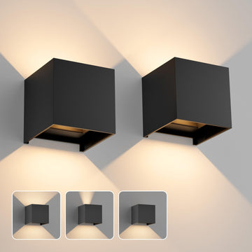 4.7inches Modern Cube Led Wall Light, 20W 3000K Up Down Hardwired Outdoor Wall Sconces, IP65 Waterproof Aluminum Wall