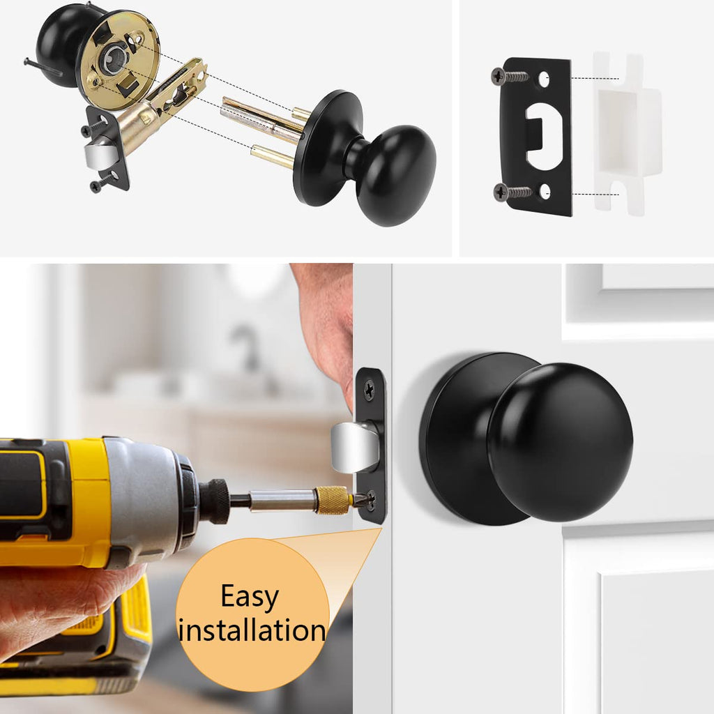 Door Knobs Interior, Passage Door Handles 10 Pack Matte Black Finish, Indoor Universible Levers for Closet Hallway