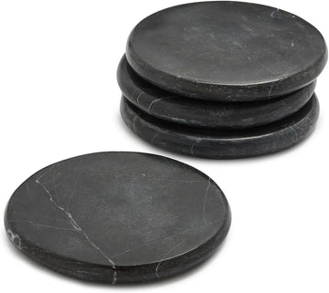 Marquina Marble Coasters, Black - Set of 4