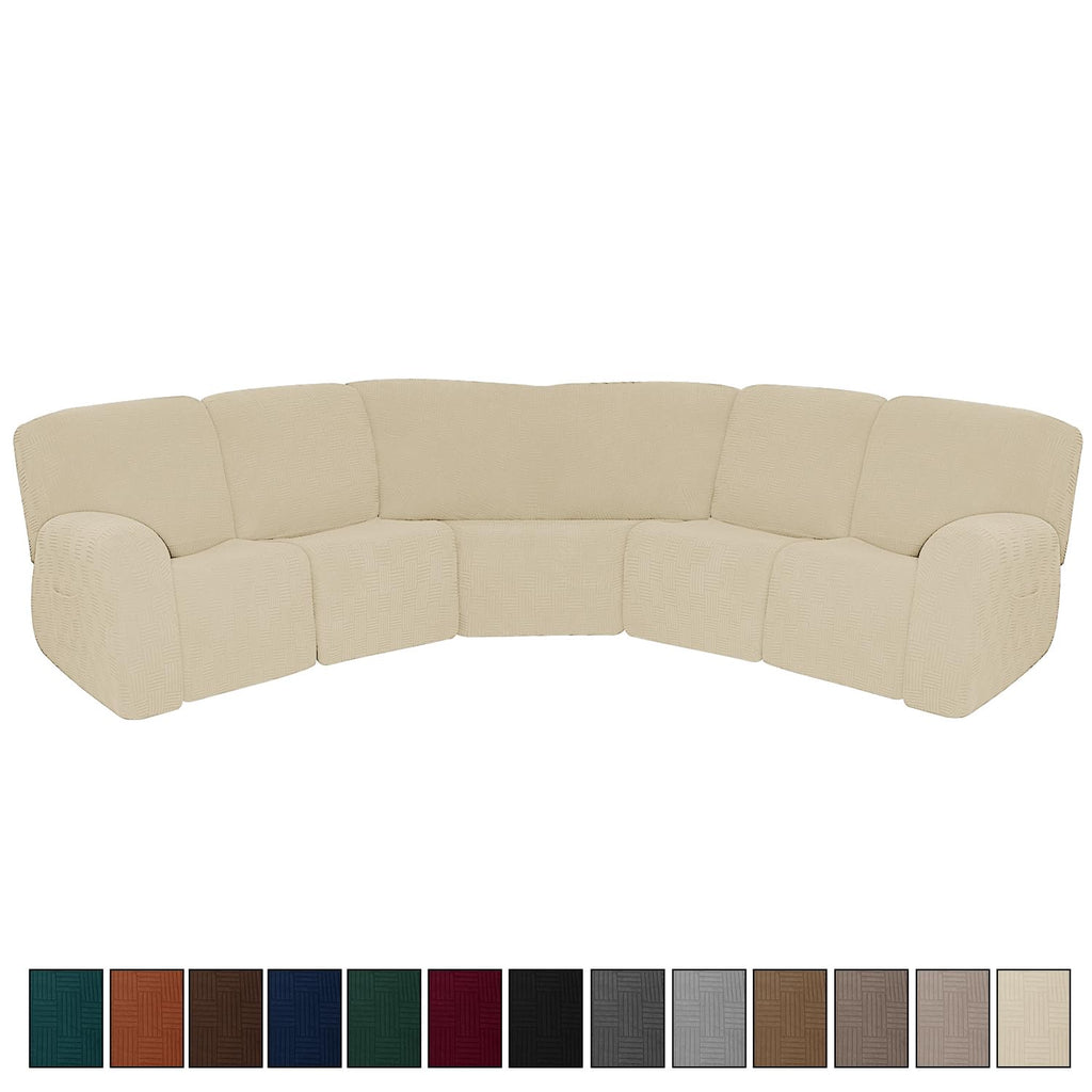 7-Piece Jacquard Stretch Reclining Couch Covers 5 Seats Corner Sofa Cover L Shape Sectional Recliner Sofa Covers for