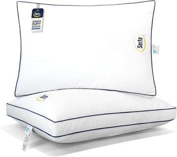 Hotel Collection Bed Pillows Queen/Standard Size Set of 2, 18"x26" | 400 Thread Count 100% Cotton Cover, Medium Soft