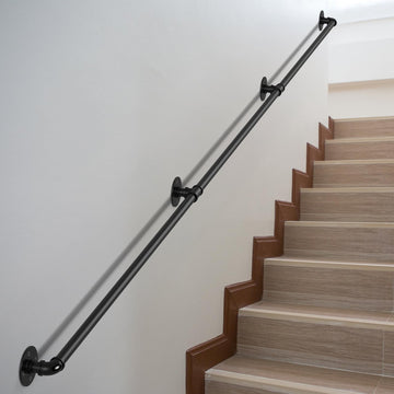 10FT Stair Handrail 440LB Wall-Mount Metal Rail Indoor Outdoor
