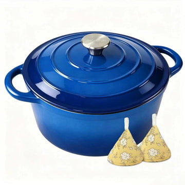 5 Qt Enameled Cast Iron Dutch Oven with Lid, Navy Blue