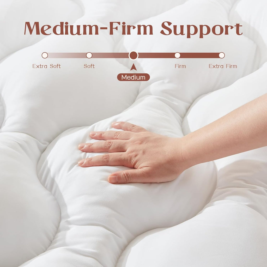 5 Inch Queen Memory Foam Mattress Topper Back Pain Relief White Queen Size | Supportive Extra Thick Mattress