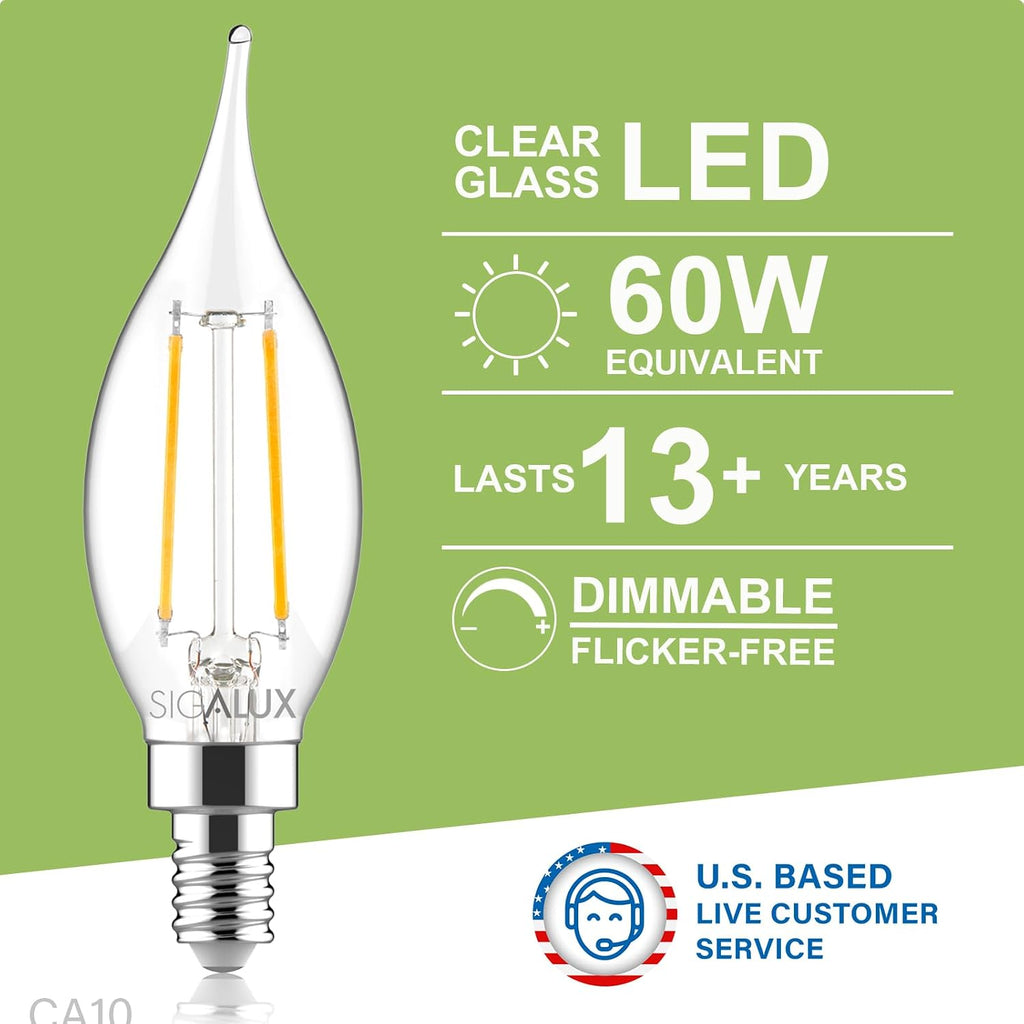 E12 LED Bulb Candelabra Base 60 watt LED Chandelier Light Bulbs Dimmable, Flame Tip Candelabra LED Bulbs, 4.5W, 500LM