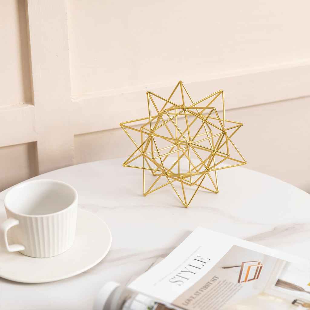 Metal Geometric Table Top Decor, 3D Metal Geometric Sculpture