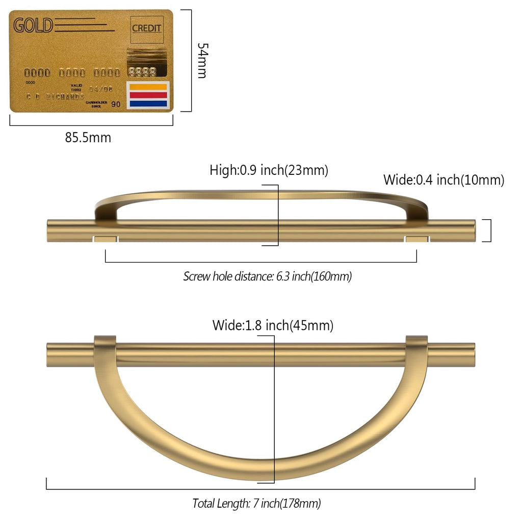 10 Pack Champagne Bronze Cabinet Pulls 6.25 Inch(160MM) Hole Centers Kitchen Cabinet Handles Hardware Kitchen Handles