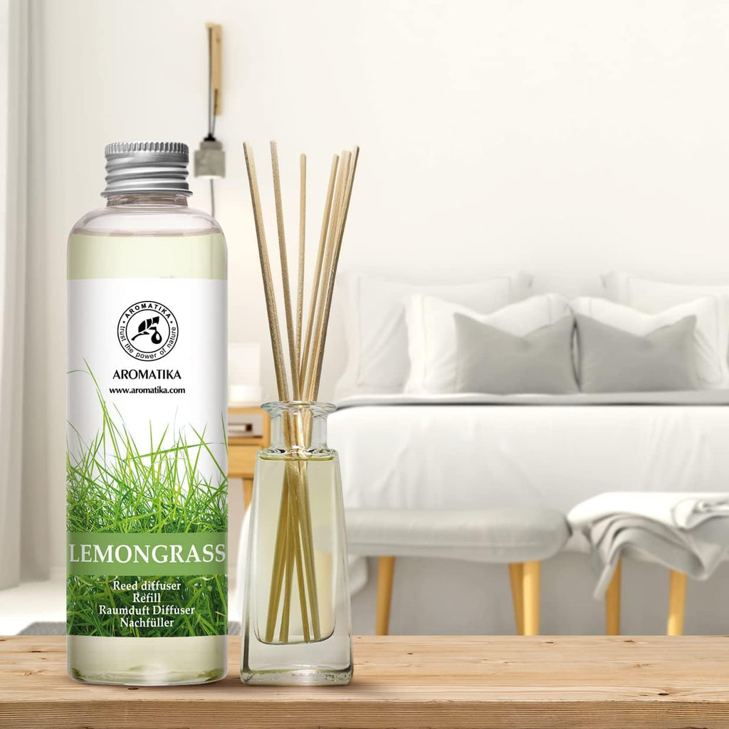 Lemongrass Reed Diffuser Refill, Natural Essential Lemongrass Oil 6.8 Fl Oz - Fresh & Long Lasting Fragrance - Best - Set of 68