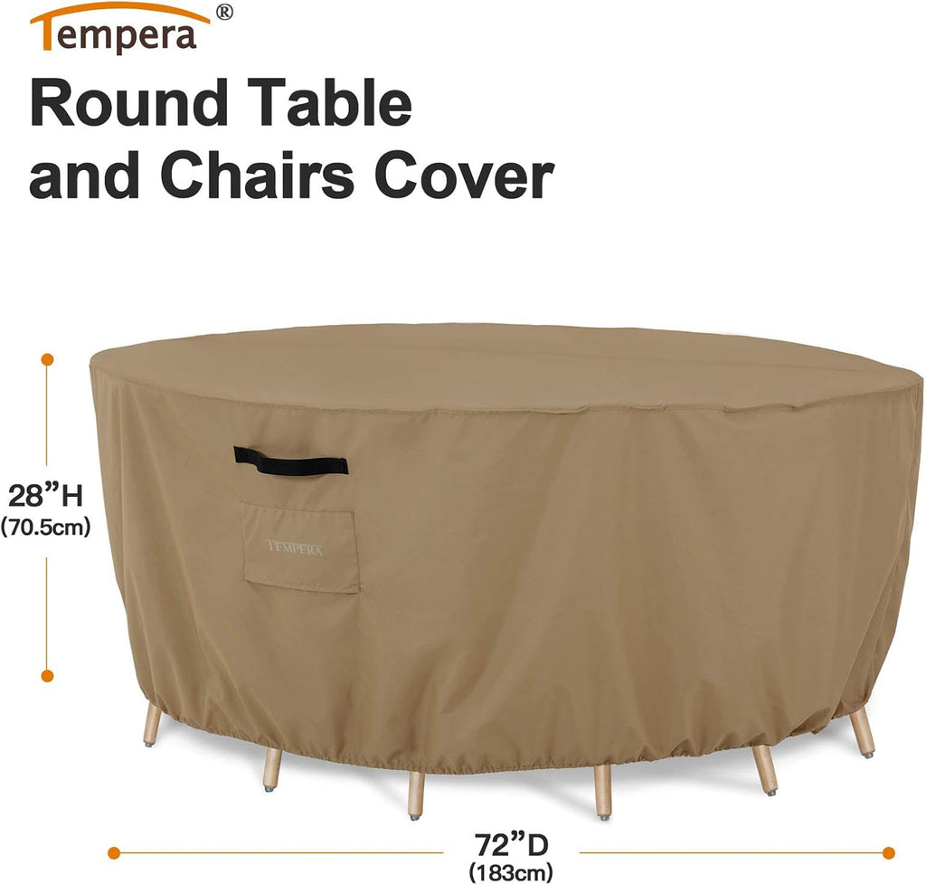 Round Patio Furniture Cover - Outdoor Table & Sectional Sofa Set Cover, Tear Resistant & Anti-UV, Waterproof - 72"D x