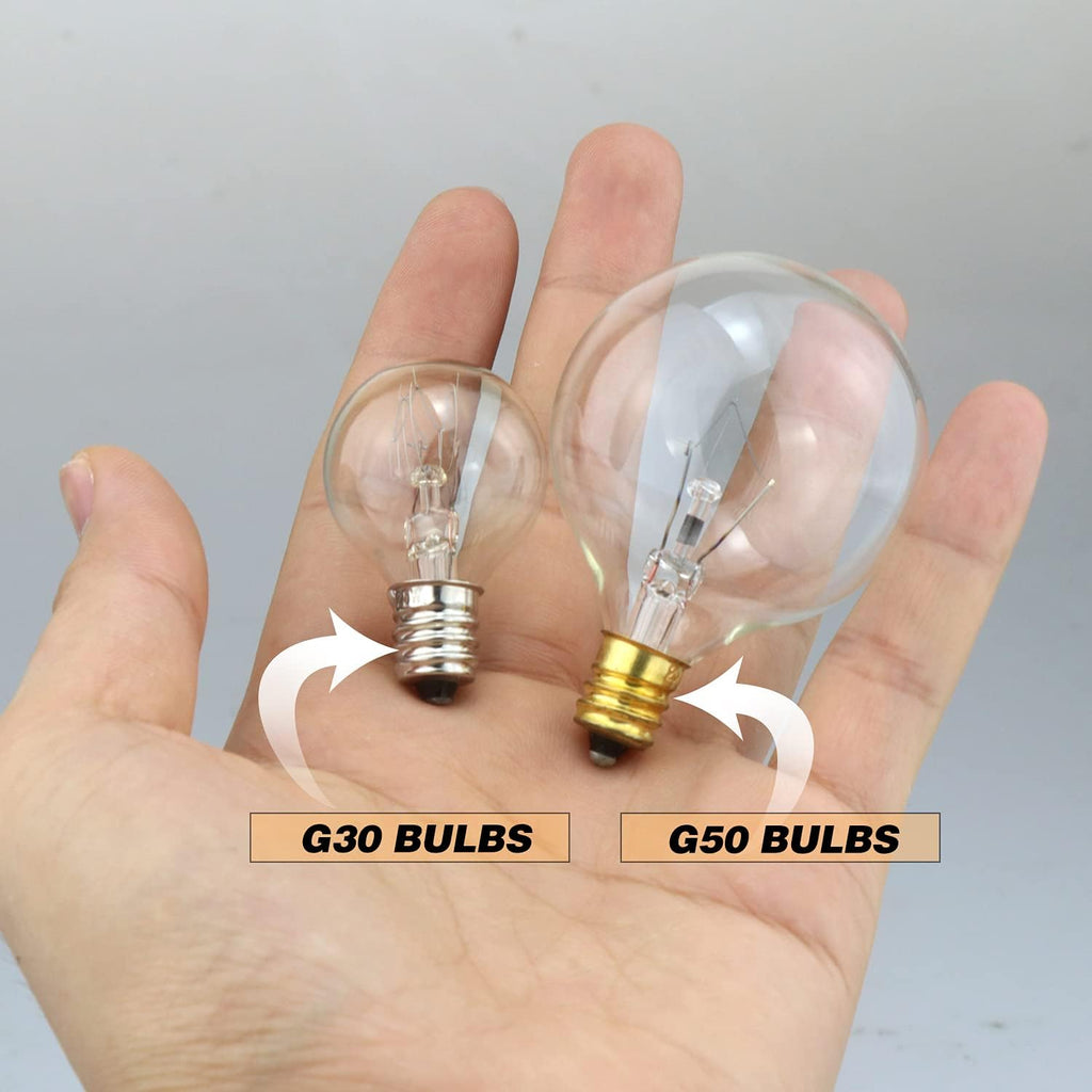 Wax Warmer Bulbs, Custom Fit G30 25 Watt Bulbs for Middle Size Scentsy Warmers, E12 Base Clear Scentsy Light Bulbs