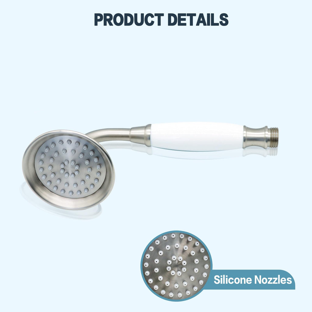 Vintage Hand-held Shower Rain Sprayer Telephone Shaped Ceramic Shower Head with 59 Inch Hose , Brushed Nickel