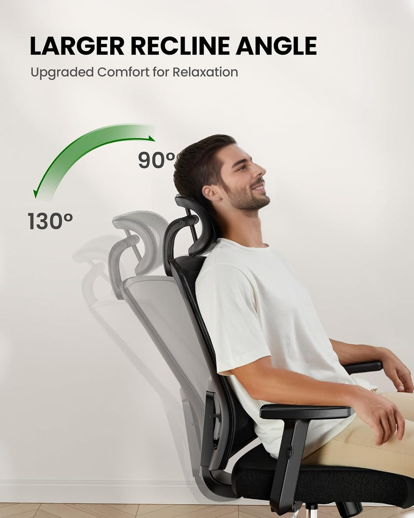 Ergonomic Office Chair Ergonomic Gaming Chair with Lumbar Support, 2D Headrest, Adjustable Armrests, Contoured Seat