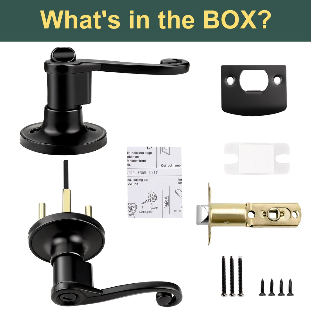 Privacy Door Lock, Keyless Entry Bedroom Bathroom Door Handle with Modern Curlicue Scroll Design, Right Handed