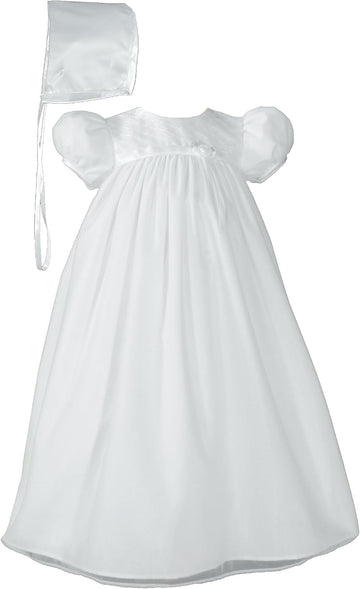 Baby Girls White Bonnet Embroidered Christening Dress Outfit