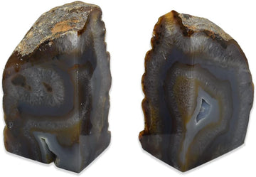 Agate Bookends, Large Bookends for Shelves, Non-Skid Bookend, Book Stopper for Books/Movies/Cds/Video Games, Book