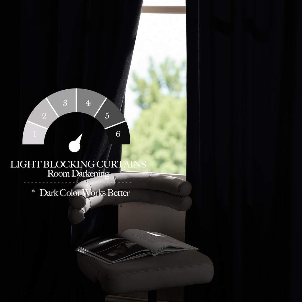 Black Velvet Blackout Curtains 96 inch Long 2 Panels