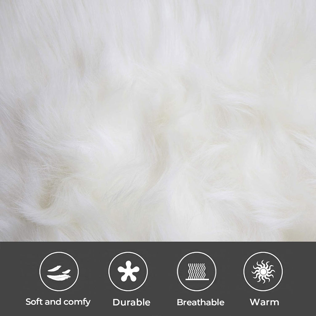 Set of 2 Decorative Faux Fur Throw Pillow Covers, White Fluffy Soft Fuzzy Square Cushion Cover Pillow Case, Chair