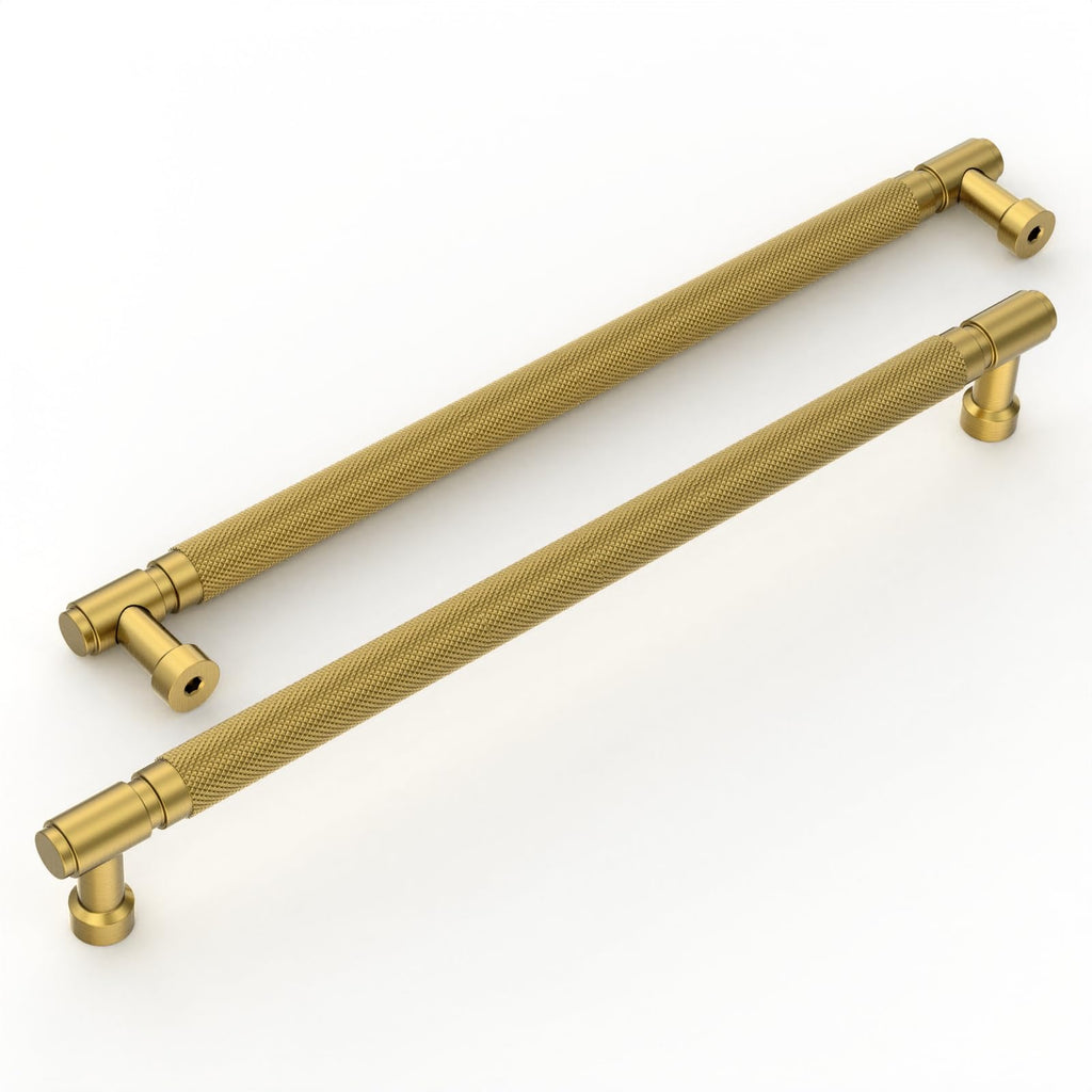 10 Pack Brushed Moderne Brass knurled Cabinet Pulls 10"
