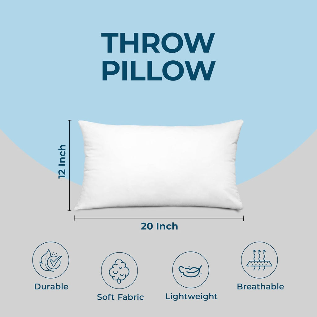 Throw Pillows, Decorative 12x20 Pillow Inserts - Set of 4