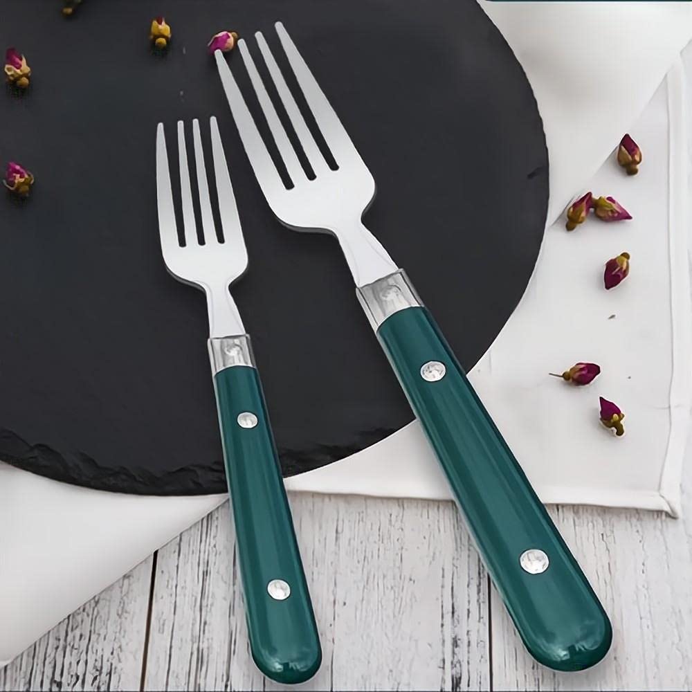 Two Nail Clamp Handles Kitchen Stainless Steel Silverware Tableware Flatware Cutlery Set Steak Knife Fork Spoon