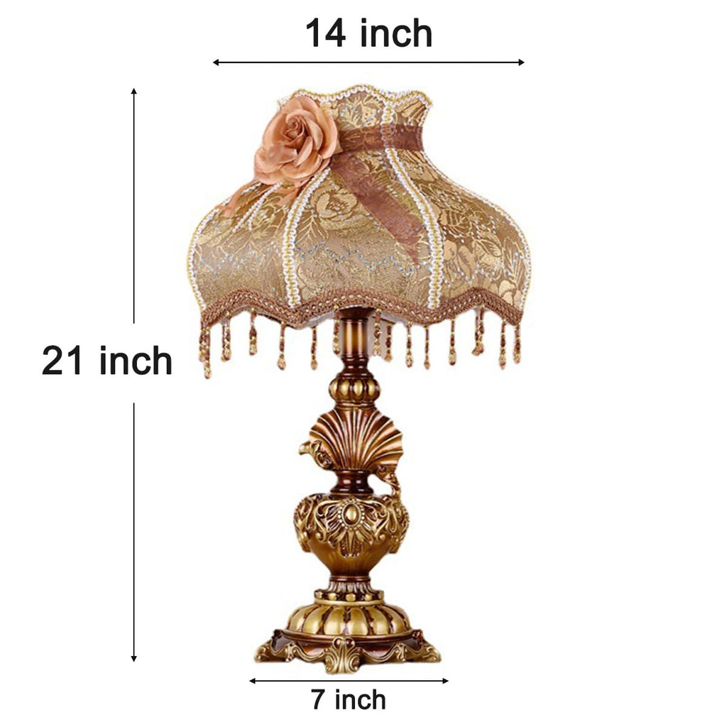 Victorian Embroidered Table Lamp, Elegant Fabric Bedside Lamp Light Gorgeous Nightstand Lamp Desk Lamp Light Vintage
