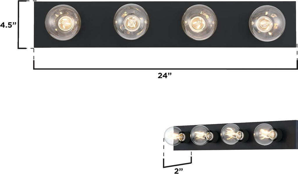 Traditional Four-Light Indoor Vanity Light Fixture, Matte Black
