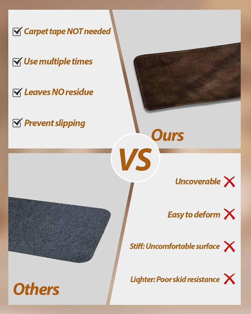 Rustic Wood Stair Treads for Wooden Steps Indoor, Non-Slip Stair Treads Carpet Peel & Stick Self-Adhesive Staircase