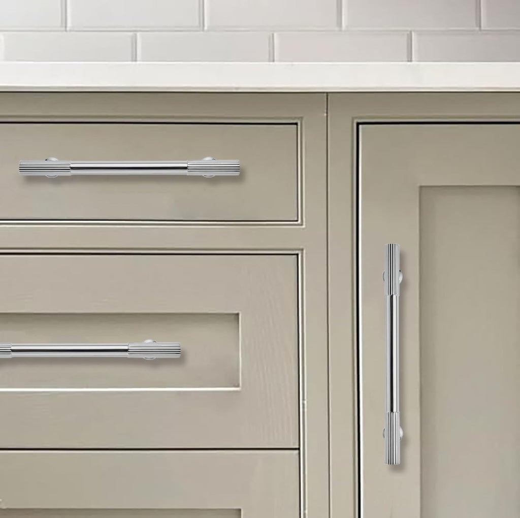 8 Inch Hole Center 2 Pack Polished Chrome Heavy Duty Solid Cabinet Pulls, Kitchen Drawer Handles, for Dresser