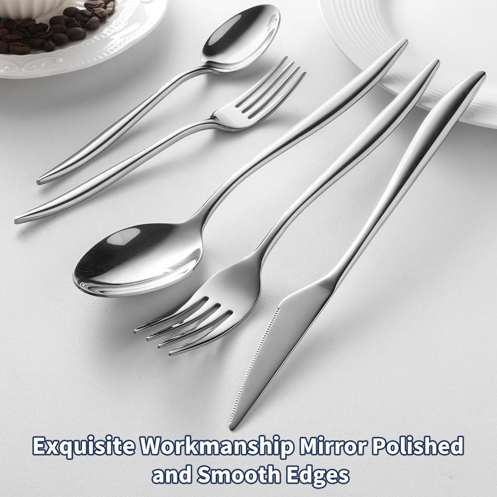 Silverware Set For 8, 40-Piece Everyday Flatware Set, Service For 8, Premium 18/10 Stainless Steel, Heavy Duty