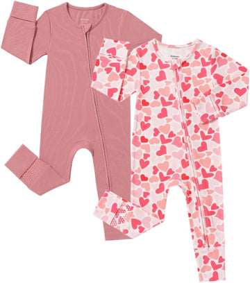 Bamboo Viscose Baby Girl Pajamas Romper Soft Ribbed 2 Way Zipper sleepers Long Sleeve Footless Pjs