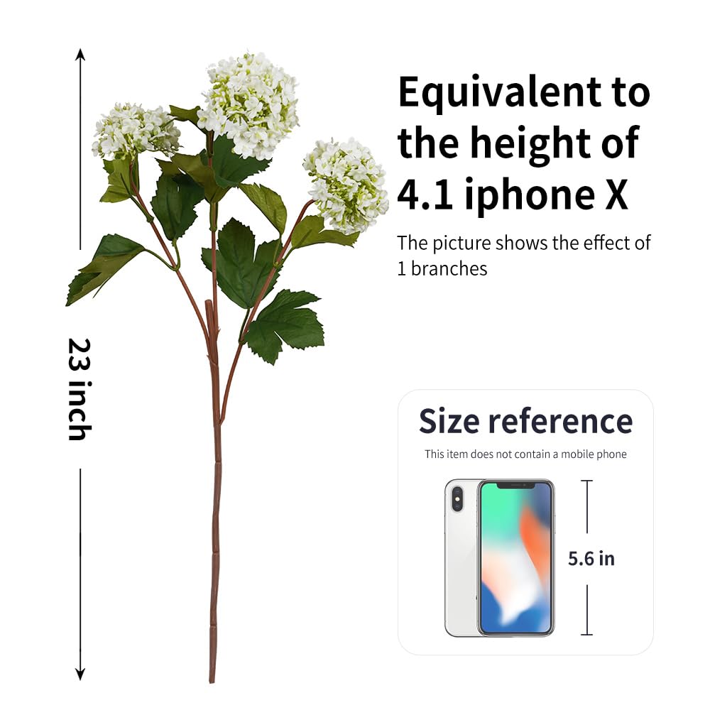 Artificial for Decoration, 6Pcs 23inch White Fake, Faux for Vase, Faux Floral Stems for Wedding Party Kitchen Home