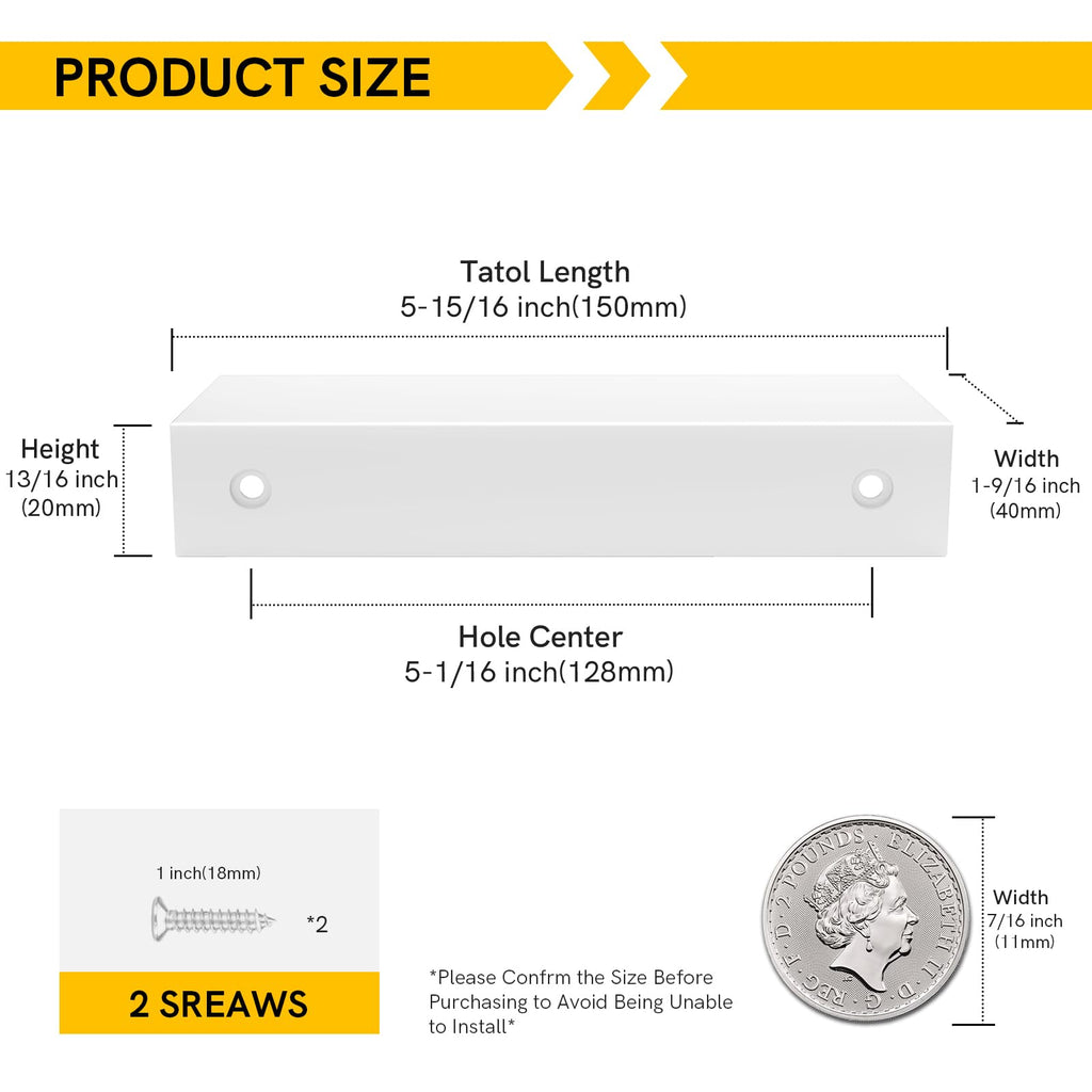 Drawer Handles White Cabinet Pulls 5 inch 20 Pack, Finger Pulls for Cabinet Edge Pulls, Aluminum Alloy Hardware with