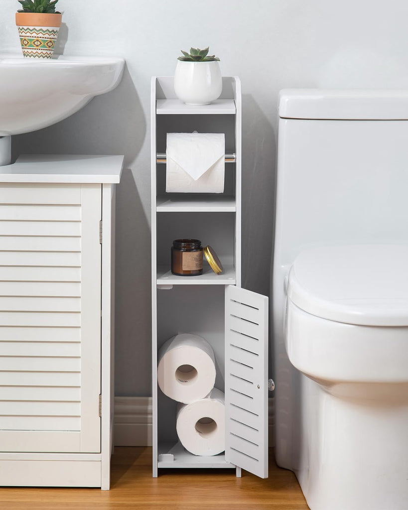 Toilet Paper Holder Stand: Small Space Bathroom Storage for Renters